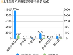 2月金融处罚环比减少，上海华瑞银行因不正当手段吸存等被罚最多